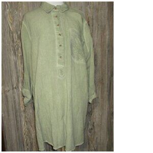 Spunky Monkey Olive Tunic Shirt Dress Size Medium Boho Fairy Grunge Gypsy Beach